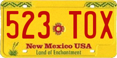 NM license plate 523TOX