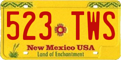 NM license plate 523TWS