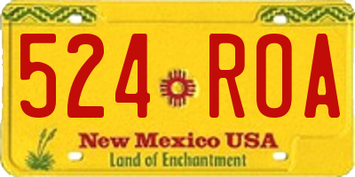 NM license plate 524ROA