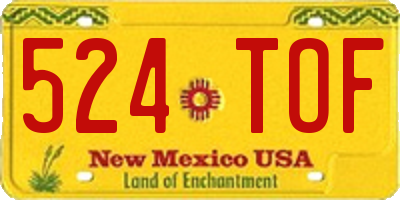 NM license plate 524TOF