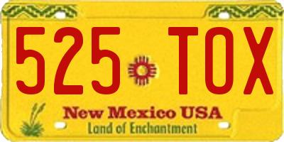 NM license plate 525TOX
