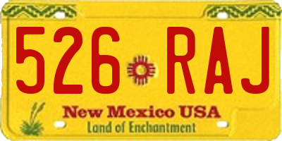 NM license plate 526RAJ