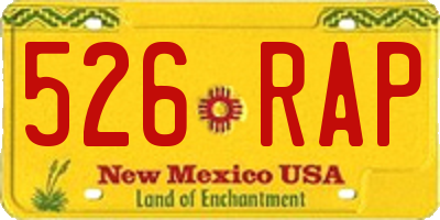 NM license plate 526RAP
