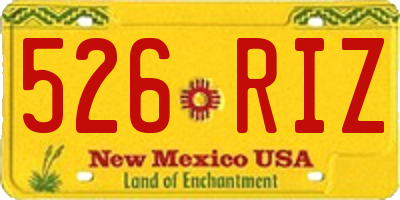 NM license plate 526RIZ