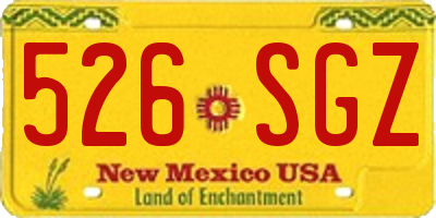 NM license plate 526SGZ