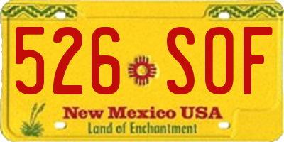 NM license plate 526SOF