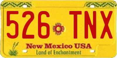 NM license plate 526TNX
