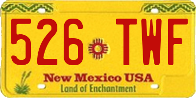 NM license plate 526TWF