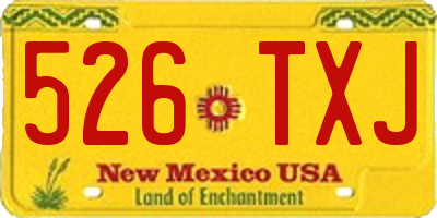 NM license plate 526TXJ