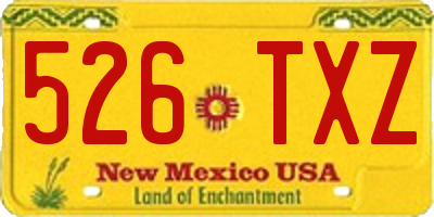 NM license plate 526TXZ