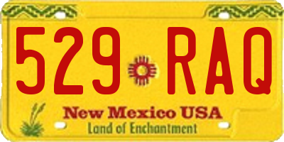 NM license plate 529RAQ