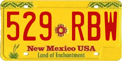 NM license plate 529RBW