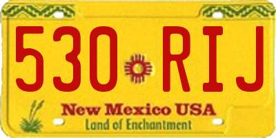 NM license plate 530RIJ