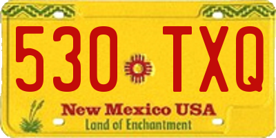NM license plate 530TXQ