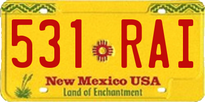 NM license plate 531RAI