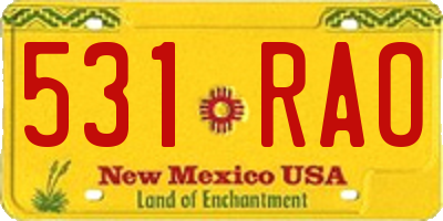 NM license plate 531RAO