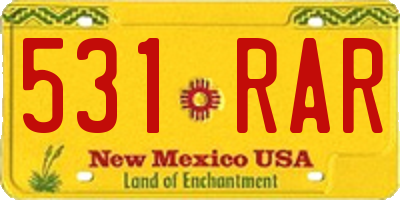 NM license plate 531RAR