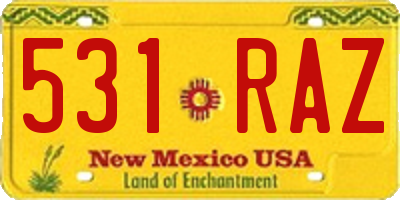 NM license plate 531RAZ