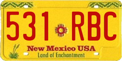 NM license plate 531RBC