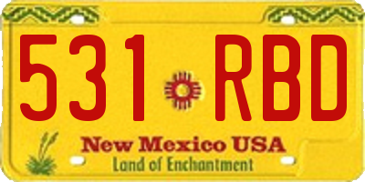 NM license plate 531RBD