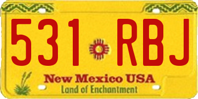 NM license plate 531RBJ