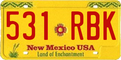 NM license plate 531RBK
