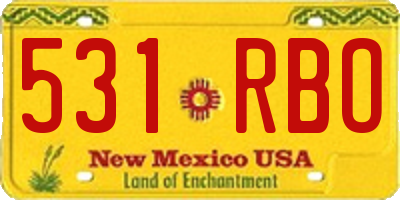 NM license plate 531RBO
