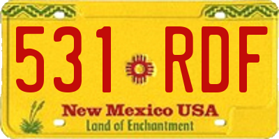 NM license plate 531RDF