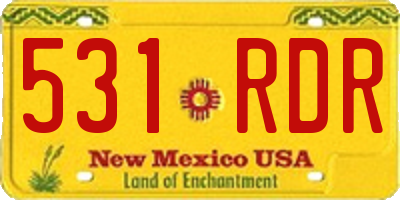 NM license plate 531RDR