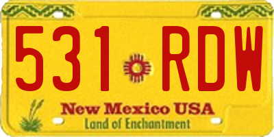 NM license plate 531RDW