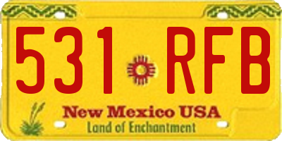 NM license plate 531RFB