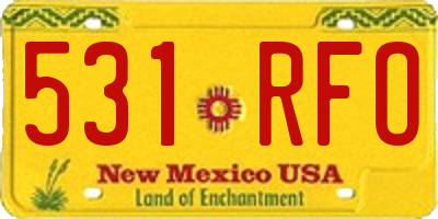 NM license plate 531RFO