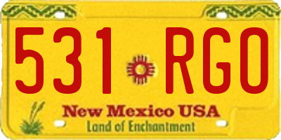 NM license plate 531RGO