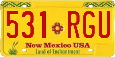 NM license plate 531RGU