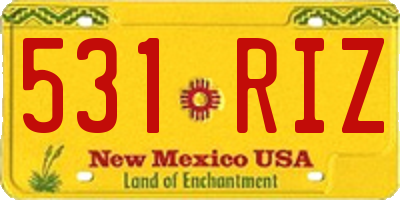 NM license plate 531RIZ