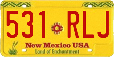 NM license plate 531RLJ