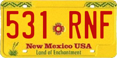 NM license plate 531RNF