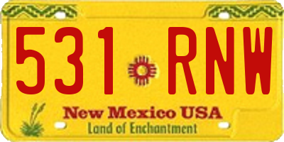 NM license plate 531RNW