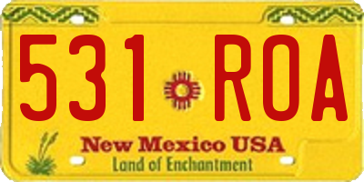 NM license plate 531ROA