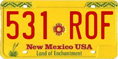 NM license plate 531ROF