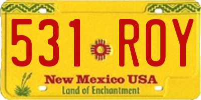 NM license plate 531ROY