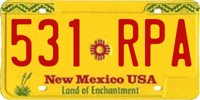 NM license plate 531RPA