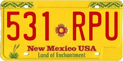 NM license plate 531RPU