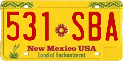 NM license plate 531SBA
