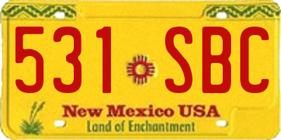 NM license plate 531SBC