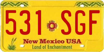 NM license plate 531SGF