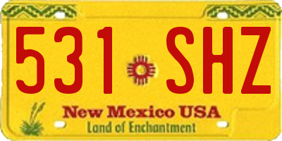 NM license plate 531SHZ
