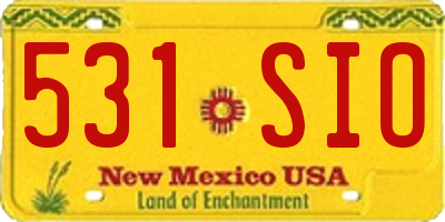 NM license plate 531SIO