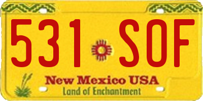 NM license plate 531SOF