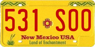 NM license plate 531SOO
